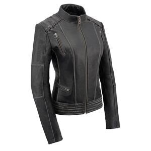 NWT Milwaukee Leather MLL2526 Women's 'Elegant' Distressed Laced Leather Jacket